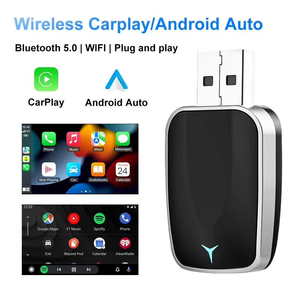 Smartwatch Universal - 2025 Adaptor Nirkabel Otomatis Android CarPlay