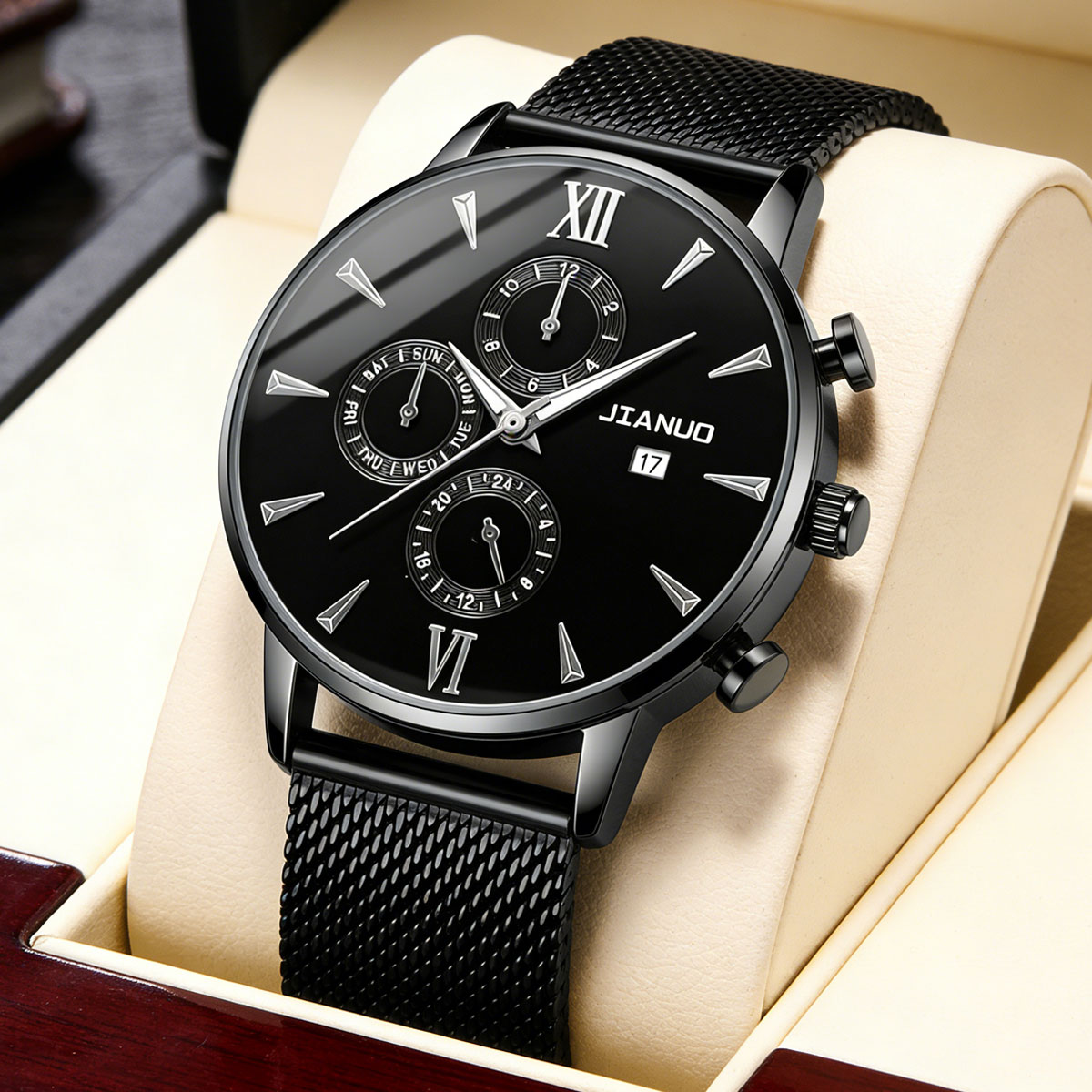 Jam Tangan Pria Kasual Trendy  - Stainless Mesh Band ulasan dan harga
