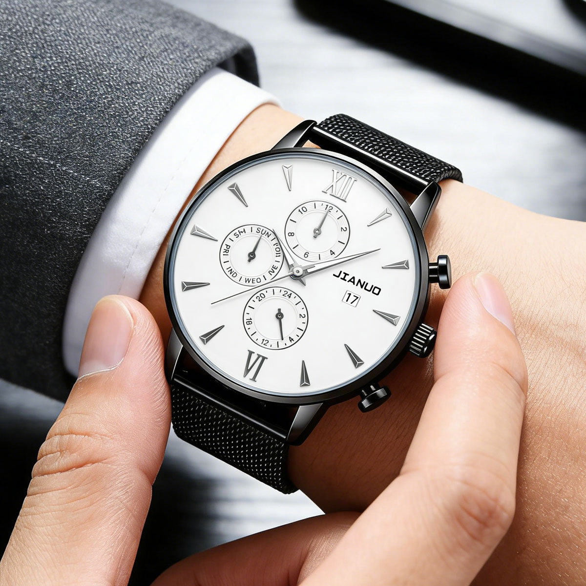 Jam Tangan Pria Kasual Trendy  - Stainless Mesh Band ulasan dan harga
